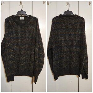 Vtg 90s L Modigliani Sweater Italy Multi Color Geometric Grandpacore 50% Wool